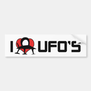 Autocollant De Voiture J'aime les UFO à coeur - Amoureux de l'Alien de la