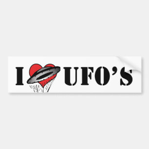 Autocollant De Voiture J'aime les UFO à forme de coeur - Amoureux de l'al