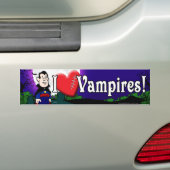 Autocollant De Voiture J'aime les vampires (En voiture)
