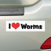 Autocollant De Voiture J'aime les vers du coeur (En voiture)