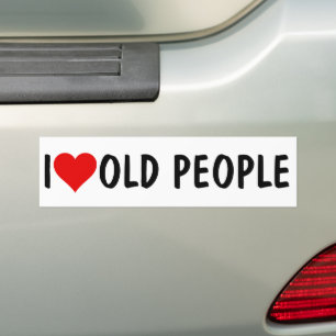 AUTOCOLLANT DE VOITURE J'AIME LES VIEILLES PERSONNES