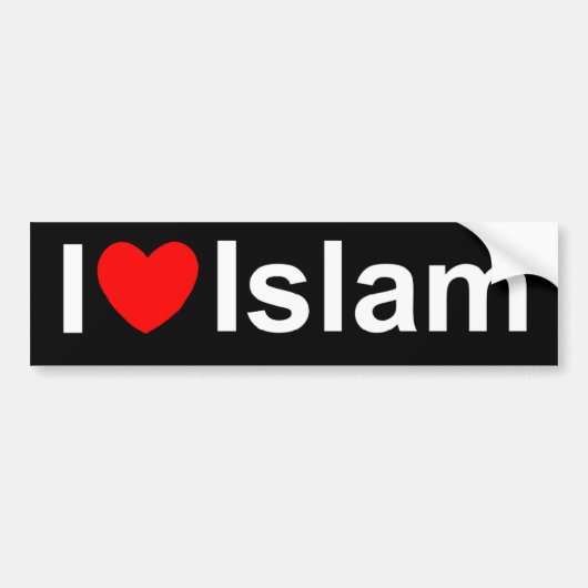 Autocollant De Voiture J'aime l'Islam (de coeur) (Devant)