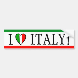 Autocollant De Voiture J'aime l'Italie ! Drapeau de coeur