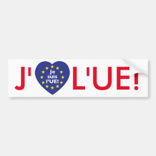 Autocollant De Voiture J'aime l'UE ! Adhésif pour pare-chocs en françai
