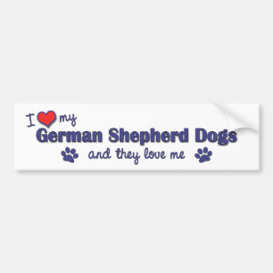 Autocollant De Voiture J'aime mes bergers allemands (les chiens