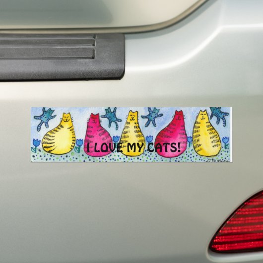 Autocollant De Voiture J'aime mes chats ! Adhésif pour pare-chocs (En voiture)