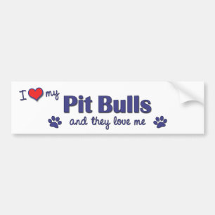 Autocollant De Voiture J'aime mes pitbulls (les chiens multiples)