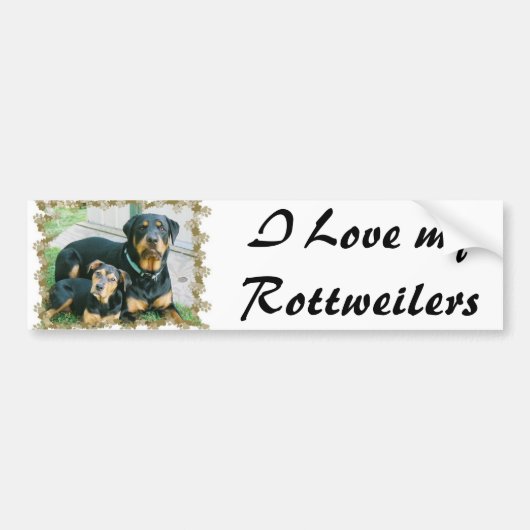 Autocollant De Voiture J'aime mes rottweilers (Devant)
