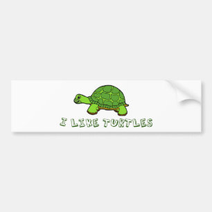 Autocollant De Voiture J'aime mignon vert de tortues