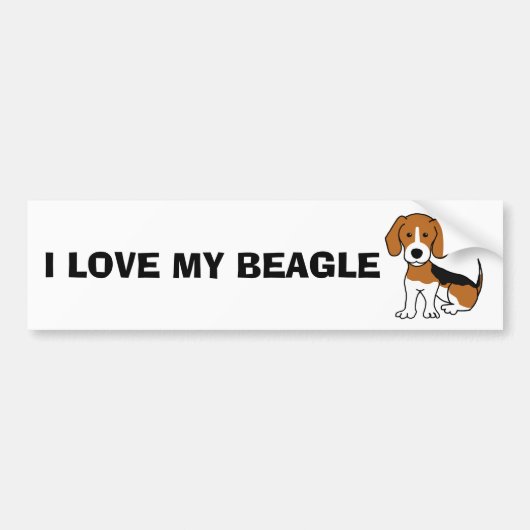 Autocollant De Voiture J'aime mon adhésif pour pare-chocs de beagle (Devant)