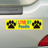 Autocollant De Voiture J'aime mon adhésif pour pare-chocs de caniche (En voiture)
