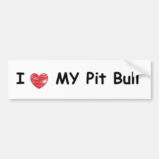 Autocollant De Voiture J'aime mon adhésif pour pare-chocs de pitbull (Devant)