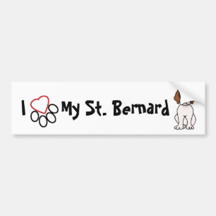 Autocollant De Voiture J'aime mon adhésif pour pare-chocs de St Bernard