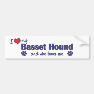 Autocollant De Voiture J'aime mon Basset Hound (le chien femelle)