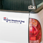 Autocollant De Voiture J'aime mon berger allemand (le chien femelle) (Sur camion)