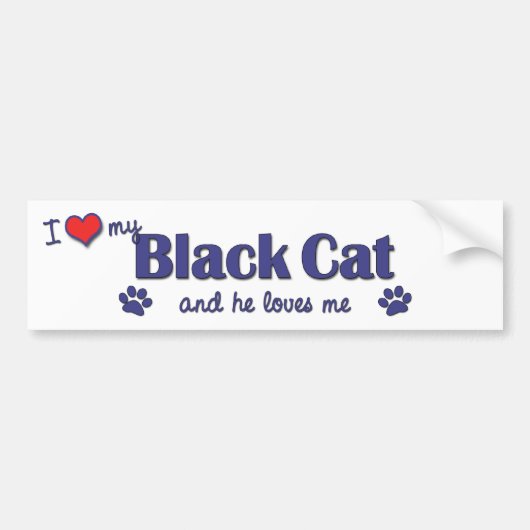 Autocollant De Voiture J'aime mon chat noir (le chat masculin) (Devant)