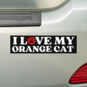 Autocollant De Voiture j'aime mon chat orange (En voiture)