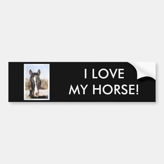 AUTOCOLLANT DE VOITURE J'AIME MON CHEVAL ! (Devant)