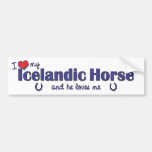 Autocollant De Voiture J'aime mon cheval islandais (le cheval masculin)