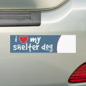 Autocollant De Voiture J'aime mon chien d'abri (En voiture)