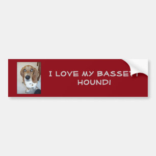 Autocollant De Voiture J'aime mon chien de basset-hound ! Adhésif pour