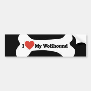 Autocollant De Voiture J'aime mon chien-loup - os de chien
