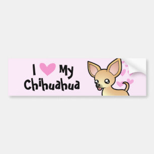 Autocollant De Voiture J'aime mon chiwawa (le manteau lisse)