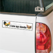 Autocollant De Voiture J'aime mon Chooks avec le coq, la poule et les (Sur camion)