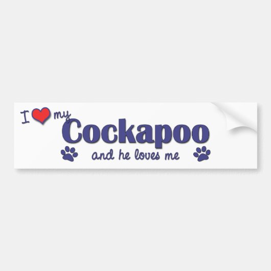 Autocollant De Voiture J'aime mon Cockapoo (le chien masculin) (Devant)