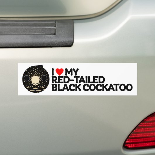 Autocollant De Voiture J'AIME MON COCKATOO NOIR TAILLÉ ROUGE - femelle (En voiture)