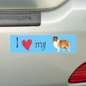Autocollant De Voiture J'aime mon collie (En voiture)