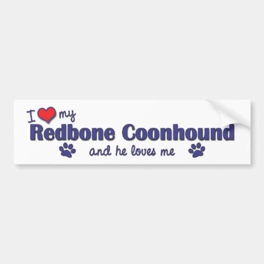 Autocollant De Voiture J'aime mon Coonhound de Redbone (le chien (Devant)