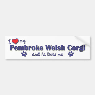 Autocollant De Voiture J'aime mon corgi de Gallois de Pembroke (le chien