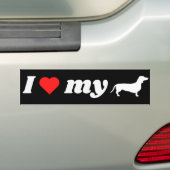 Autocollant De Voiture J'aime mon Dachshund (En voiture)