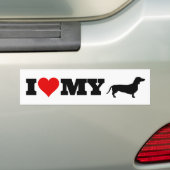 Autocollant De Voiture J'Aime Mon Dachshund (En voiture)