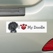 Autocollant De Voiture J'Aime Mon Doodle Black Labradoodle (En voiture)