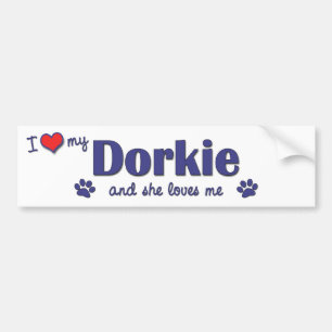 Autocollant De Voiture J'aime mon Dorkie (le chien femelle)