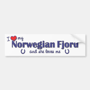 Autocollant De Voiture J'aime mon fjord norvégien (le cheval femelle)