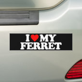 AUTOCOLLANT DE VOITURE J'AIME MON FURET (En voiture)