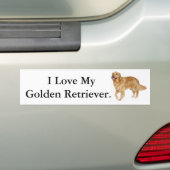 Autocollant De Voiture J'aime mon golden retriever (En voiture)
