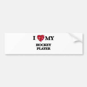 Autocollant De Voiture J'aime mon joueur de hockey