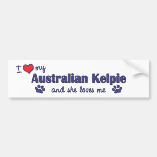 Autocollant De Voiture J'aime mon Kelpie australien (le chien femelle)