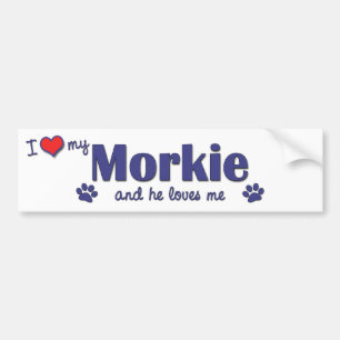 Autocollant De Voiture J'aime mon Morkie (le chien masculin)