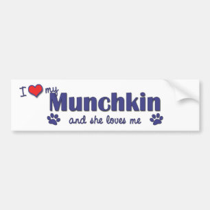 Autocollant De Voiture J'aime mon Munchkin (le chat femelle)
