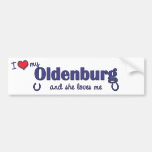 Autocollant De Voiture J'aime mon Oldenbourg (le cheval femelle)