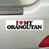 AUTOCOLLANT DE VOITURE J'AIME MON ORANG-OUTAN (En voiture)