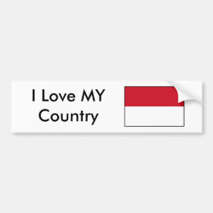 Autocollant De Voiture J'aime mon pays Indonésie Drapeau