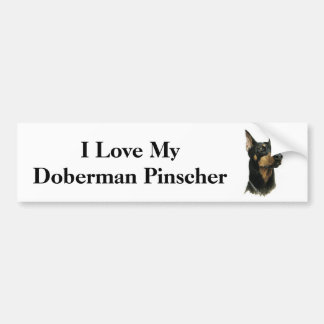 Autocollant De Voiture J'aime mon Pinscher de dobermann