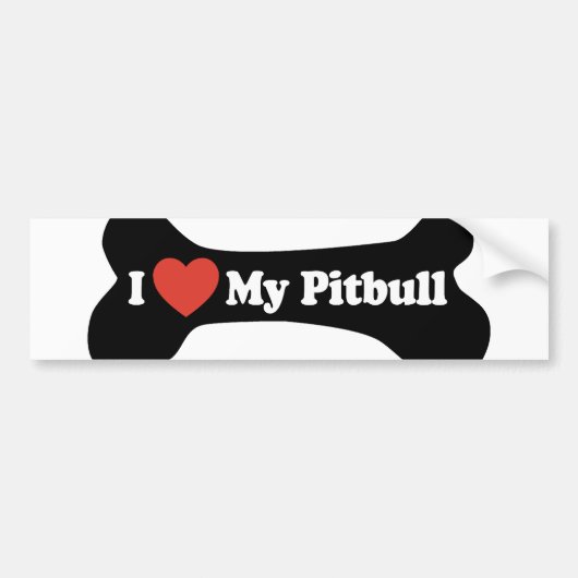 Autocollant De Voiture J'aime mon Pitbull - os de chien (Devant)