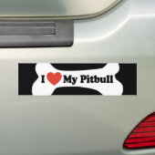 Autocollant De Voiture J'aime mon Pitbull - os de chien (En voiture)